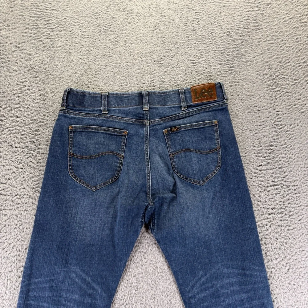 Lee Extreme Motion Jeans Men 36x34 Blue Cotton Denim Straight Slim Faded Stretch - Picture 5 of 10